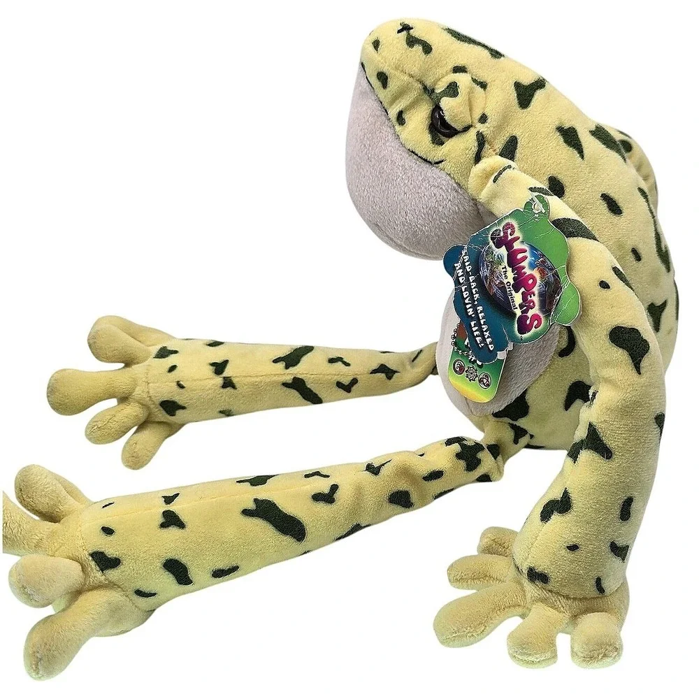 1999 Vtg‎ K&M International Slumpers Bull Frog Plush Yellow 17 in w/Tags